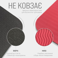 Килимок для йоги та фітнесу EasyFit TPE+TC 6 мм двошаровий чорний-червоний Килимок для йоги та фітнесу EasyFit TPE+TC 6 мм двошаровий чорний-червоний