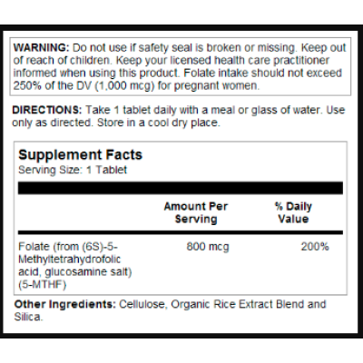 Methyl Folate 800mcg - 90 tabs Methyl Folate 800mcg - 90 tabs