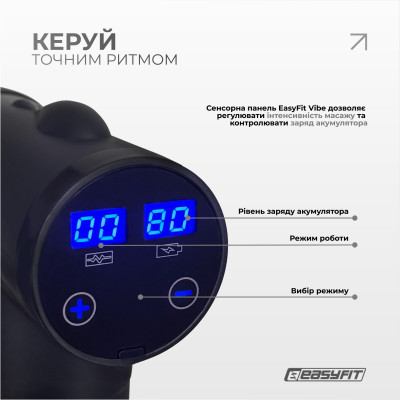Перкусійний масажер для спини EasyFit Vibe 6 насадок, 30 режимів Перкусійний масажер для спини EasyFit Vibe 6 насадок, 30 режимів