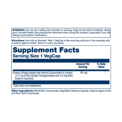 Ginkgo Biloba Leaf Extract 60mg - 60 vcaps Ginkgo Biloba Leaf Extract 60mg - 60 vcaps