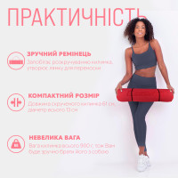 Килимок для йоги та фітнесу EasyFit TPE+TC 6 мм двошаровий + чохол червоний-чорний Килимок для йоги та фітнесу EasyFit TPE+TC 6 мм двошаровий + чохол червоний-чорний