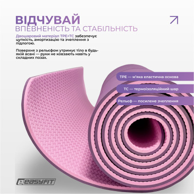 Килимок для йоги та фітнесу EasyFit Polarity Padma з ремнем Килимок для йоги та фітнесу EasyFit Polarity Padma з ремнем