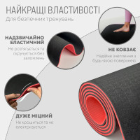 Килимок для йоги та фітнесу EasyFit TPE+TC 6 мм двошаровий + чохол чорний-червоний Килимок для йоги та фітнесу EasyFit TPE+TC 6 мм двошаровий + чохол чорний-червоний