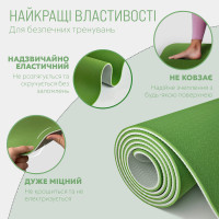 Килимок для йоги та фітнесу EasyFit TPE+TC 6 мм двошаровий зелений-сірий