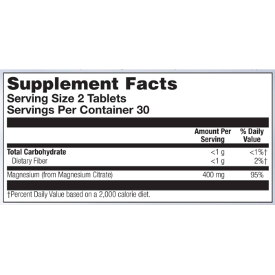 Magnesium Citrate 400mg - 60 tabs Magnesium Citrate 400mg - 60 tabs