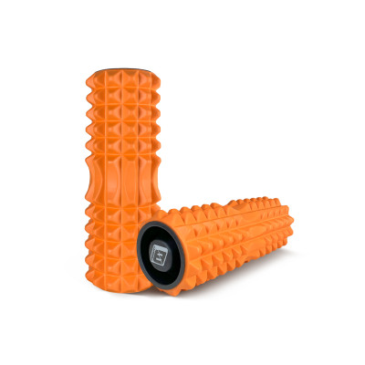 Масажний ролик EasyFit Grid Roller 33 см v.1.2 із заглушками з обох сторін (оранжевий)