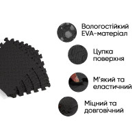 Татамі мат EasyFit 8 шт (30х30х1 см) хвіст ластівки чорний Татамі мат EasyFit 8 шт (30х30х1 см) хвіст ластівки чорний