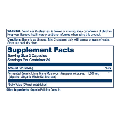 Organic Lion's Mane Fermented 1000mg - 60 caps Organic Lion's Mane Fermented 1000mg - 60 caps