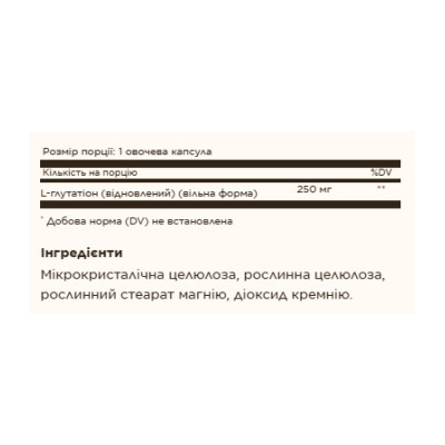 Reduced L-Glutathione 250mg - 30 vcaps Reduced L-Glutathione 250mg - 30 vcaps