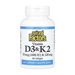 Vitamin D3 & K2 25 mcg (1000 IU) & 120 mcg - 60 softgels Vitamin D3 & K2 25 mcg (1000 IU) & 120 mcg - 60 softgels