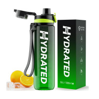 Hydrated Water Bottle - 1000ml Tritan Green Black Hydrated Water Bottle - 1000ml Tritan Green Black