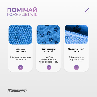 Рушник для йоги з мікрофібри EasyFit Yoga Mat Towel (Синій) Рушник для йоги з мікрофібри EasyFit Yoga Mat Towel (Синій)