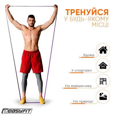 Гумова петля EasyFit 15-45 кг Фіолетова