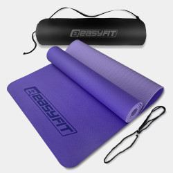 Килимок для йоги та фітнесу EasyFit TPE+TC 6 мм двошаровий + чохол бузковий-св.бузковий Килимок для йоги та фітнесу EasyFit TPE+TC 6 мм двошаровий + чохол бузковий-св.бузковий