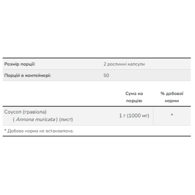 Graviola 500 mg - 100 vcaps Graviola 500 mg - 100 vcaps