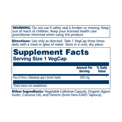 Pau D'Arco Bark 550mg - 100 vcaps Pau D'Arco Bark 550mg - 100 vcaps