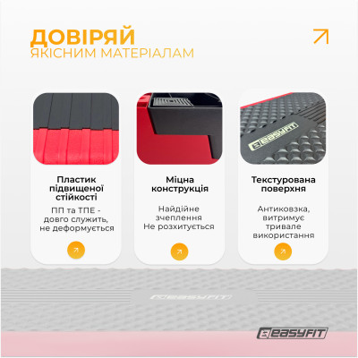 Степ для аеробіки 3-ступінчастий EasyFit Степ для аеробіки 3-ступінчастий EasyFit