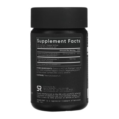 Vegan D3 5000iu + Vitamin K2 100mcg - 60 softgels