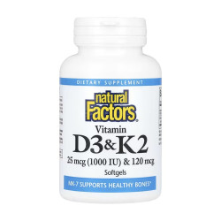 Vitamin D3 & K2 25 mcg (1000 IU) & 120 mcg - 120 softgels Vitamin D3 & K2 25 mcg (1000 IU) & 120 mcg - 120 softgels