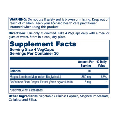 Magnesium Glycinate 350mg - 120 vcaps Magnesium Glycinate 350mg - 120 vcaps
