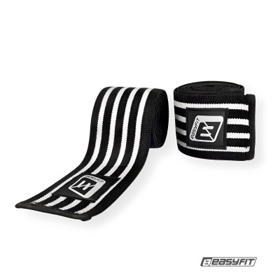 Бинт для присідань EasyFit фіксатор колінного суглоба (чорно-білий) Бинт для присідань EasyFit фіксатор колінного суглоба (чорно-білий)