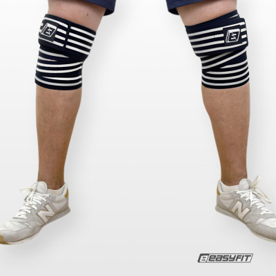 Бинт для присідань EasyFit фіксатор колінного суглоба (чорно-білий) Бинт для присідань EasyFit фіксатор колінного суглоба (чорно-білий)