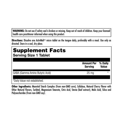 Gaba ActivMelt™ 25mg - 120 tabs Gaba ActivMelt™ 25mg - 120 tabs