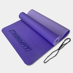 Килимок для йоги та фітнесу EasyFit TPE+TC 6 мм двошаровий бузковий-св.бузковий Килимок для йоги та фітнесу EasyFit TPE+TC 6 мм двошаровий бузковий-св.бузковий