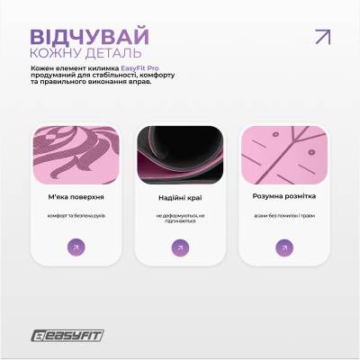 Килимок для йоги професійний EasyFit Pro каучук 5 мм Рожевий Килимок для йоги професійний EasyFit Pro каучук 5 мм Рожевий