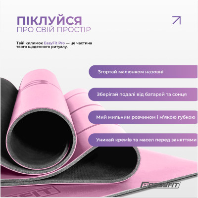 Килимок для йоги професійний EasyFit Pro каучук 5 мм Рожевий Килимок для йоги професійний EasyFit Pro каучук 5 мм Рожевий
