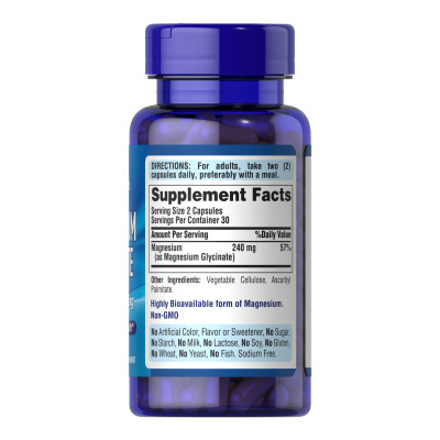 Magnesium Glycinate 240mg per serving - 60 caps Magnesium Glycinate 240mg per serving - 60 caps