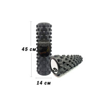 Масажний ролик EasyFit Grid Roller PRO 45 см Чорний