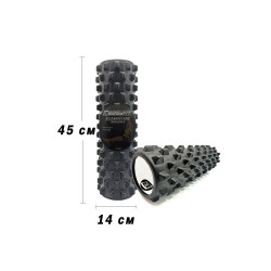 Масажний ролик EasyFit Grid Roller PRO 45 см Чорний