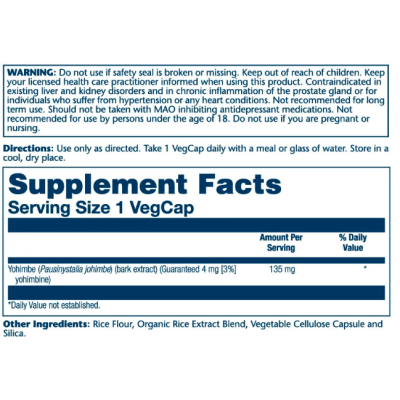 Guaranteed Potency Yohimbe Bark Extract - 60 caps Guaranteed Potency Yohimbe Bark Extract - 60 caps